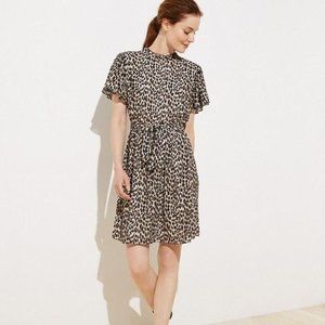 Leopard Print Tie Waist Flutter Dress